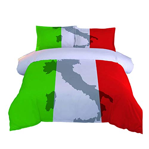 AOUAURO Bettwäsche 240x220 Italien Karte Bettbezug Set 3D 3-Teiliges Polyester mit Reißverschluss 1 Bettbezug und 2 Kissenbezug 80x80cm 3 Stück König Größe von AOUAURO