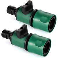 Aougo - 2er-Set Gartenschlauch-Anschlussverlängerungen – Schnellwasseranschluss mit Ventil für Schlauch – Anschluss von Gartengeräten – von AOUGO