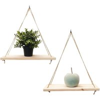 Aougo - 2er-Set – Hängendes Wandregal – Trendige Dekoration aus recyceltem Holz – Kleiderhaken inklusive – Kiefernart – 35 cm x 14 cm – Handgefertigt von AOUGO