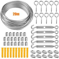 304 Edelstahl-Seil-Aufhängeset, Nylon-beschichtetes Edelstahlkabel, PVC-Stahlkabelspanner, für Zeltseil, Wäscheleine, Outdoor-Kronleuchter, Garten von AOUGO