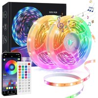 Aougo - 20 m LED-Streifen, led 5050 RGB-Mehrfarben-Lichtstreifen-Fernbedienung, Synchronisierung mit Musik, helles LED-Streifen-LED-Band-Set für von AOUGO