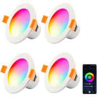 4 x WLAN-LED-Einbaustrahler, 10 w rgb dimmbarer WLAN-LED-Deckenstrahler, 230 v rundes LED-Einbau-Downlight für Wohnzimmer, Schlafzimmer, kompatibel von AOUGO