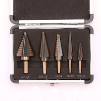 5er-Set Stufenbohrer, Stufenbohrer mit Titanbeschichtung für Stahl, Holz, Kunststoff, Messing, Aluminium, PVC-beschichteter von AOUGO