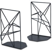 Aougo - Buchstützen-Set aus Eisen, 2 Stück, für Büro, Bibliothek oder Zuhause, Schwarz von AOUGO