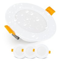 Einbau-LED-Strahler-Downlight LED-Deckenstrahler IP54 für Badezimmer, Feuchträume, Warmweiß 3000K 3er-Set extraflacher runder LED-Strahler 7 Watt von AOUGO