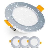 Einbau-LED-Strahler-Downlight LED-Deckenstrahler IP54 für Badezimmer, Feuchträume, Warmweiß 3000K 3er-Set extraflacher runder LED-Strahler 7 Watt von AOUGO