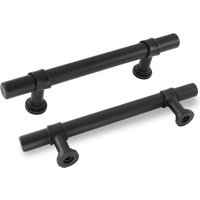 Aougo - Lot von 10 schwarzen Küchenmöbelgriffen. Schwarze Griffe. Mittenabstand 96 mm. Küchentürgriff. Möbelgriff. Küchengriff. Schwarzer Möbelgriff. von AOUGO