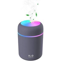 Mini-Ultraschall-USB-Luftbefeuchter mit 7 Atemlichtfarben, automatischer Abschaltung, 2 Nebelmodi, für Schlafzimmer, Büro, Auto, Zuhause, Baby (grau) von AOUGO