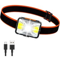 Usb wiederaufladbare Stirnlampe, 1800 mAh, 1800 Lux, superhelle Stirnlampe mit 5 Beleuchtungsmodi, IPX5 wasserdichte COB-Stirnlampe für von AOUGO