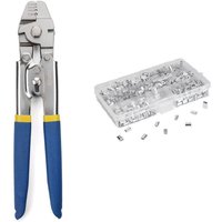 Crimpzange für Drahtseile bis 2,2 mm mit 600 Stück Aluminium-Doppel-Crimphülsen in 3 Größen von AOUGO