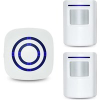 Drahtloser Sicherheitsalarm mit Bewegungsmelder für den Außenbereich: Infrarot-Bewegungsmelder-Türklingel mit 1 Plug-in-Empfänger und 2 von AOUGO