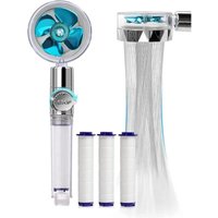 Aougo - Handbrause, wassersparender Anti-Kalk-Duschkopf, 360° drehbarer Hochdruck-Propeller-Duschkopf, dreistufiges Filterfiltersystem mit 3 von AOUGO