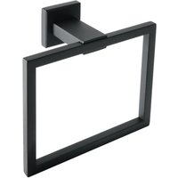 Aougo - Handtuchring zur Wandmontage, moderner quadratischer Badezimmer-Handtuchhalter, mattschwarzer Edelstahl sus 304 von AOUGO