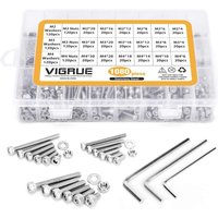 Kit 1080PCS M2 M3 M4 Edelstahl Sechskant-Innensechskant-Kabelschrauben Schrauben mit Muttern-Sortiment Kit 1080PCS M2 M3 M4 Edelstahl Sechskant-Innensechskant-Kabelschrauben Schrauben mit Muttern-Sortiment von AOUGO