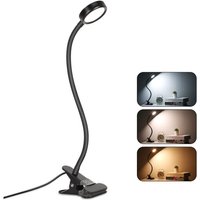Klemmlampe, LED-Klemm-Tischlampe, Lese-Schreibtischlampe mit Adapter, Helligkeitsanpassung, Augenschutz, Büro und Zuhause, 360° flexibel, Schwarz Klemmlampe, LED-Klemm-Tischlampe, Lese-Schreibtischlampe mit Adapter, Helligkeitsanpassung, Augenschutz, Büro und Zuhause, 360° flexibel, Schwarz von AOUGO