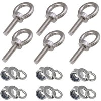M8 Augenschrauben, 6 Stück Gewindelänge 30mm Nylon-Sicherungsmutter und Sicherungsscheiben, 304-Marine-Edelstahl-Außengewindebolzen von AOUGO