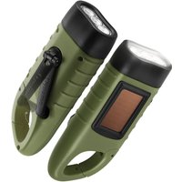 Aougo - npterbl 2er-Pack solarbetriebene Taschenlampe Handkurbel wiederaufladbare LED-Lampe Schnellverschluss-Karabiner-Dynamo für Outdoor-Sportarten von AOUGO