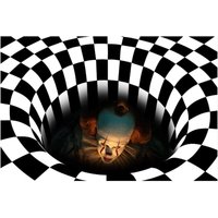 Runder 3D-Teppich, Halloween-Illusion-Fußmatte, Clown-Muster, schwarz-weiße Wirbelfliesen, Wohnzimmerteppich, rutschfester Teppich für Halloween, Runder 3D-Teppich, Halloween-Illusion-Fußmatte, Clown-Muster, schwarz-weiße Wirbelfliesen, Wohnzimmerteppich, rutschfester Teppich für Halloween, von AOUGO