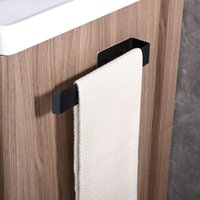 Selbstklebender Handtuchhalter aus Edelstahl für Bad und Küche – 28 cm – Schwarz – 3M selbstklebend und gebohrt von AOUGO