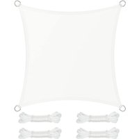 Sonnensegel 3 x 3 m, wasserabweisend, 665 mm Wassersäule, reißfestes Polyester, 93 % UV-Schutz, Terrasse, Garten, Balkon, quadratisch, 2 m Seile, weiß Sonnensegel 3 x 3 m, wasserabweisend, 665 mm Wassersäule, reißfestes Polyester, 93 % UV-Schutz, Terrasse, Garten, Balkon, quadratisch, 2 m Seile, weiß von AOUGO