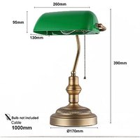 Tisch- und Schreibtischlampe im Retro-Vintage-Banker-Stil mit grünem Glas und Lampenschirm aus Messing für E27-LED-Glühbirne, Wohnzimmer-Kopfteil, von AOUGO