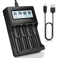 USB Universal Smart 18650 Akkuladegerät mit automatischem LCD-Display für Li-Ion Ni-Mh/Ni-Cd LiFePO4 AA AAA AAAA C Akku RCR123 von AOUGO