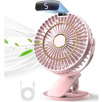 Wiederaufladbarer Tischventilator, Mini-USB-Ventilator mit LCD-Display, 5 Geschwindigkeiten, 720° Drehung, tragbarer Ventilator, leiser Ventilator von AOUGO