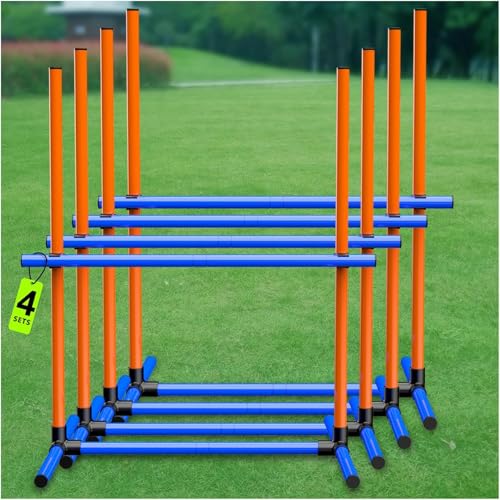 AOUKAR Agility Set Hunde Hürdenset Ausrüstung für Hundetraining mit 4 x Hürden Höhenverstellbar von AOUKAR