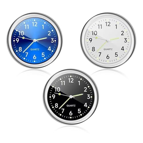 3 Stück Auto Uhr Mini Uhr Digital Uhr für Das Armaturenbrett Im Auto Quarzuhr für Auto Autouhr Zum Aufkleben Auf Dem Armaturenbrett Zur Autodekoration Universell und Leuchtend von AOUZOVLI