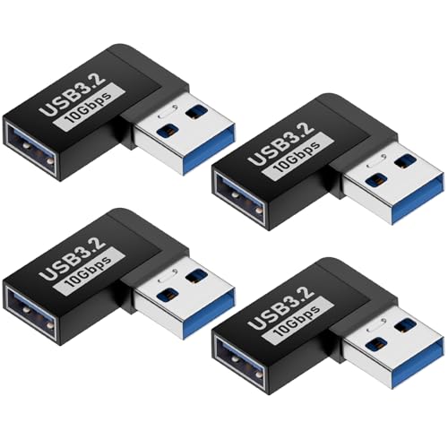 4 USB-C 90 Grad Adapter - L-Formiger Stecker, USB 3.2, 10Gbps, Linke Ecke, Datenübertragungskonverter von AOUZOVLI