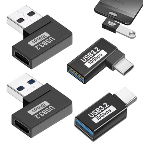 AOUZOVLI 4 Stück USB 90 Grad Winkelstecker, Kompakt, Hochwertig, USB 3.2, Kompatibel mit PC, Laptop, Tablet, Smartphone, Drucker, Lautsprecher von AOUZOVLI