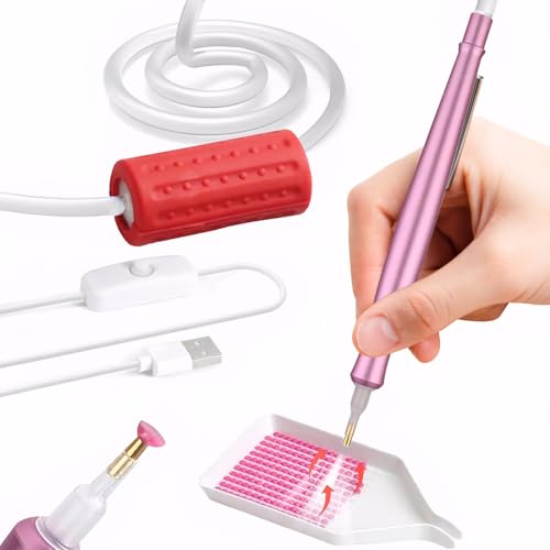 AOUZOVLI Diamond Painting Stift Elektrisch, Diamond Painting ZubehöR Stift, E Painter Diamant Painting Stift, Langlebig und Stabil, für Diamantmalerei, Nailart (Rosa) von AOUZOVLI
