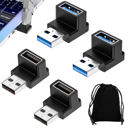 AOUZOVLI USB Winkelstecker 90 Grad 4 PCS Winkelstecker 90 Grad Usb Winkel Adapter Datenübertragungs Konverter Koppler Stecker mit Einer Schwarzen Aufbewahrungstasche von AOUZOVLI