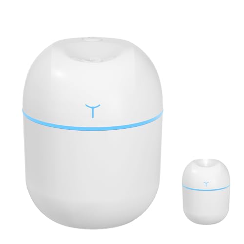 Luftbefeuchter Kinderzimmer 220ml Raumluftbefeuchter Luftbefeuchter Baby Air Humidifier mit LED-Nachtlicht Automatischer Abschaltung Ultraleise Geeignet für Auto Büro Schlafzimmer (Weiß) von AOUZOVLI
