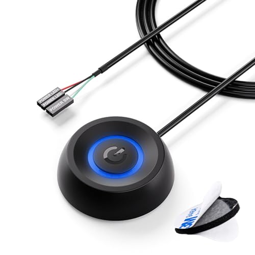 Pc Power Button,Pc-Netzschalter mit Fernstart-Funktion,1.8m Langem Kabel,Desktop-Computer Netzschalter mit LED-Licht&Selbstklebender Aufkleber,Einschaltknopf Extern Ideal für DIY,Haus&Büro von AOUZOVLI