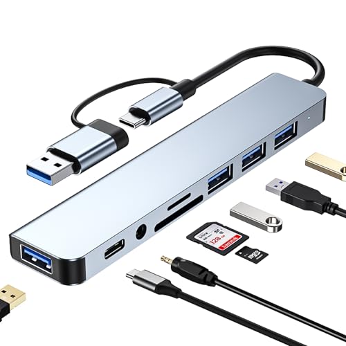 USB C Hub, 8 in 2 USB Hub 3.0 Multiport Adapter mit SD/TF Kartenleser, US-B 3.0&2.0 Ports USB -C Anschluss, 3,5 mm Audio Anschlüsse, USB Verteiler kompatibel mit MacBook Air/Pro, Galaxy, iPad usw USB C Hub, 8 in 2 USB Hub 3.0 Multiport Adapter mit SD/TF Kartenleser, US-B 3.0&2.0 Ports USB -C Anschluss, 3,5 mm Audio Anschlüsse, USB Verteiler kompatibel mit MacBook Air/Pro, Galaxy, iPad usw von AOUZOVLI