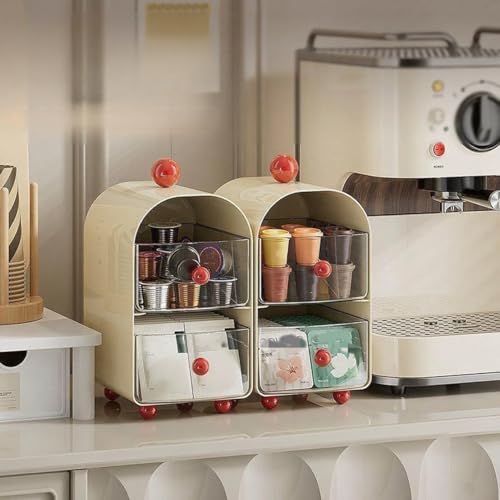AOWIS Teebeutelorganizer, Kaffeekapselhalter, K-Becherhalter, multifunktionale Schublade, Aufbewahrungsbehälter, geeignet für Kommoden, Badezimmer, Schränke, Abstellräume, Schlafzimmer und Zuhause von AOWIS