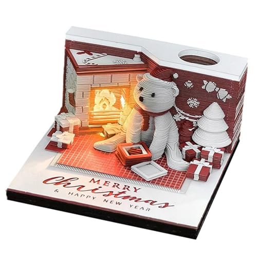 3D Bär Schreibtisch Kalender, Papier Schnitzerei Memo Pad Kalender mit LED-Licht, Weihnachts geschenk 3D Bär Schreibtisch Kalender, Papier Schnitzerei Memo Pad Kalender mit LED-Licht, Weihnachts geschenk von AOYEAH
