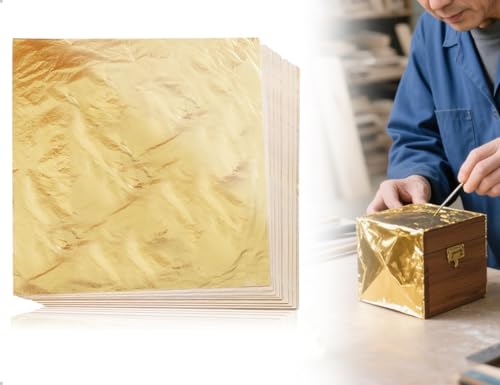 AOYEGIC 100 Blatt Blattgold Papier,Nicht Essbar Imitation Goldflocken,verwendet für Nägel,Holz,Möbel Dekoration,Kunst Projekt,DIY Kreation,Statuen,Gemälde,Keramik AOYEGIC 100 Blatt Blattgold Papier,Nicht Essbar Imitation Goldflocken,verwendet für Nägel,Holz,Möbel Dekoration,Kunst Projekt,DIY Kreation,Statuen,Gemälde,Keramik von AOYEGIC