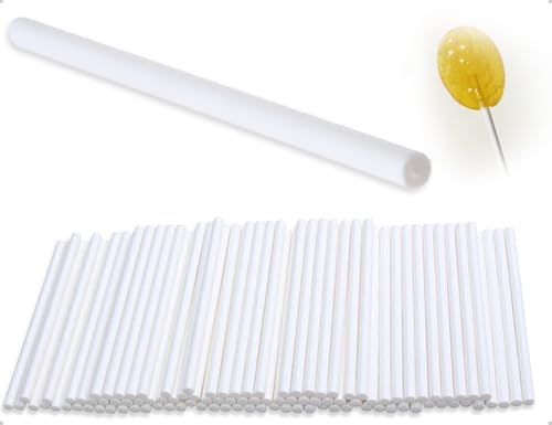 AOYEGIC 100 Stück Cake Pop Stiele,Papier Cakepopstiel,Lollipop Sticks,cakepop ständer,für Herstellung Von Süßigkeiten Kuchenlutschern Gebäcke Kekse Bonbons Desserts(Weiß,100 * 3 mm) von AOYEGIC