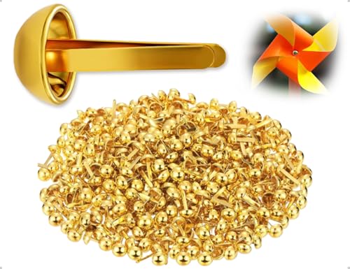 AOYEGIC 100 Stück Mini Brads,Musterklammern,Rundkopfklammern,Musterbeutelklammern,Verschlussklammern,Metall klammern,Für Schule Büro Scrapbooking Papier Briefklammern Basteln Handwerk DIY(Gold) von AOYEGIC
