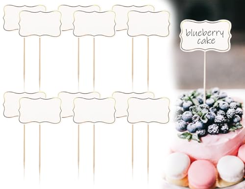 AOYEGIC 12 Stücke Buffet Schilder,Message Board Leere Beschriften,Flaggen Kennzeichnung,Lebensmittel Etiketten,Käse Marker Fähnchen,Tortendeko Zahnstocher,für Party Kuchen Dekoration(Weiß) von AOYEGIC