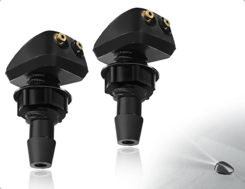AOYEGIC 2 Stück Scheibenwaschdüsen,Universal Kunststoff Auto Front Doppelloch Scheibenwischer Spritzdüse,verwendet für Die Meisten Autos,Reparatur(Schwarz) von AOYEGIC
