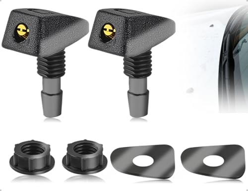 AOYEGIC 2 Stück Scheibenwaschdüsen,Universal Kunststoff Auto Front Scheibenwischer Spritzdüse,verwendet für Die Meisten Autos,Reparatur und Wartung(Schwarz) von AOYEGIC