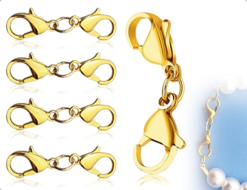 AOYEGIC 4 Stück Kettenverschluss,Doppelöffnung Karabinerverschluss,Kettenverlängerung,Armbandverbinder,verwendet für DIY Armbänder Fußkettchen Schmuckherstellun(Gold) von AOYEGIC
