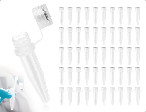 AOYEGIC 50 Stück Zentrifugenröhrchen,Kunststoff Probenröhrchen,Transparent Probenbehälter,Reaktionsgefäße mit Schraubverschluss,verwendet für Labor(1.5 ml) von AOYEGIC