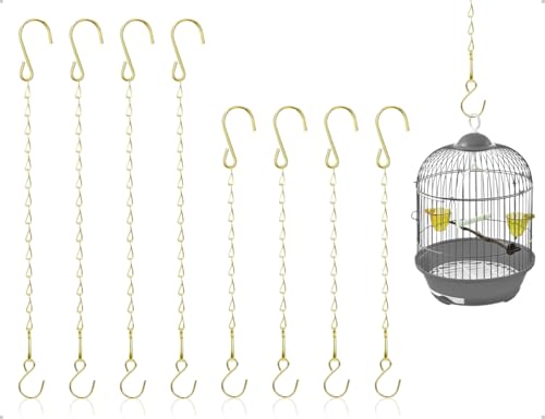 AOYEGIC 8 Stück Blumenampel Ketten,Aufhängen Hängekörbe Metallketten mit Haken,verwendet für Vogelhäuschen,Pflanzgefäße,Laternen,Windspiele,Billboard(Gold,29 cm und 54 cm) von AOYEGIC