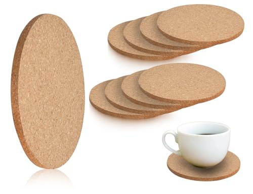 AOYEGIC 8 Stück Korkuntersetzer,rutschfeste Wiederverwendbar Untersetzer,Getränkeuntersetzer,Korkuntersetzer,Glasuntersetzer,Kork coasters,bierdeckel blanko,für Haus Büro Bar Café Restaurant(105*5mm) von AOYEGIC