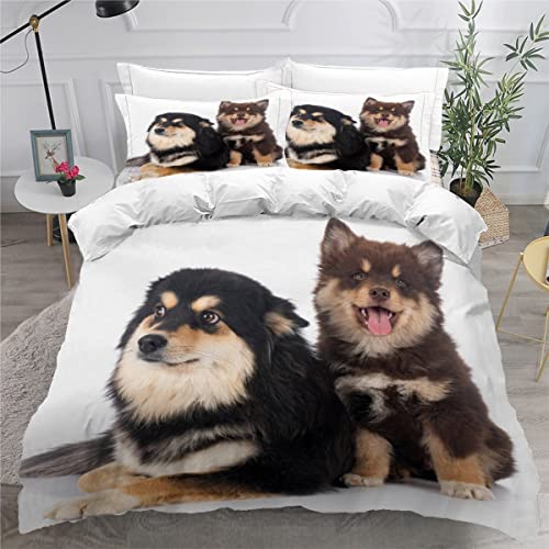 AOYNP Bettwäsche 135x200 Finnischer Lapphund Bettbezug Set 3 teilig Weich Microfaser Bettwaren Süß Tier Hund Bettwäsche-Set für Kinder Teenager ReißVerschluss Bettbezug Mit 2 Kissenbezug 80x80cm von AOYNP