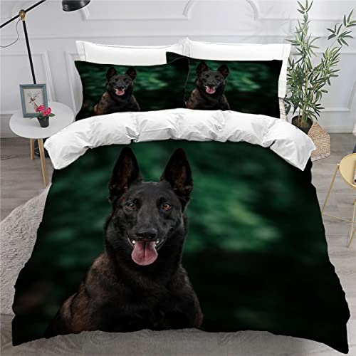 AOYNP Bettwäsche 135x200 Malinois Bettbezug Set 3 teilig Weich Microfaser Bettwaren Süß Tier Hund Bettwäsche-Set für Kinder Teenager ReißVerschluss Bettbezug Mit 2 Kissenbezug 80x80cm von AOYNP